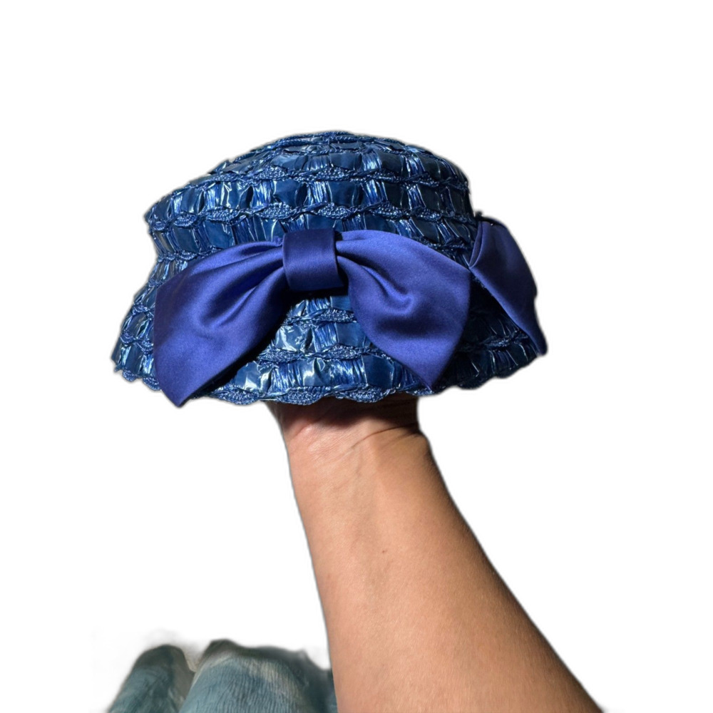 Vintage 1960s Gage Original Cobalt Blue Cellophane Pillbox Hat – Designer Mod